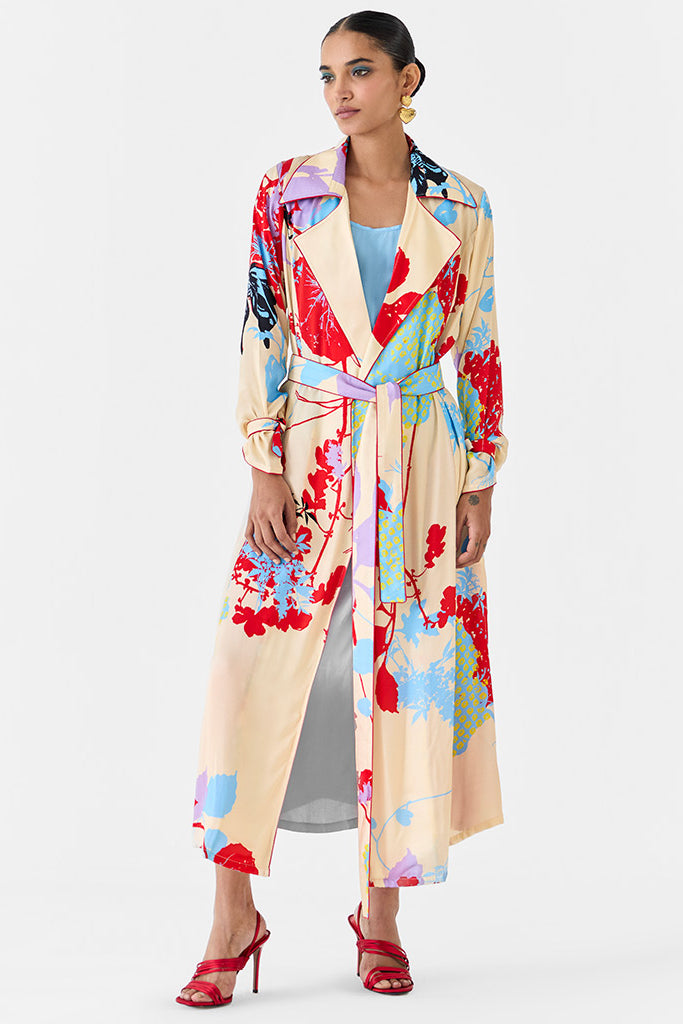 Cream Ikigai Trench Coat & Ombre Slip Dress SETS IKKIVI