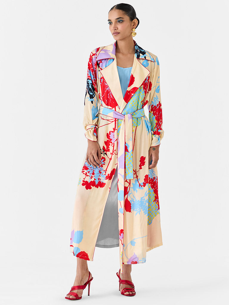 Cream Ikigai Trench Coat & Ombre Slip Dress SETS IKKIVI