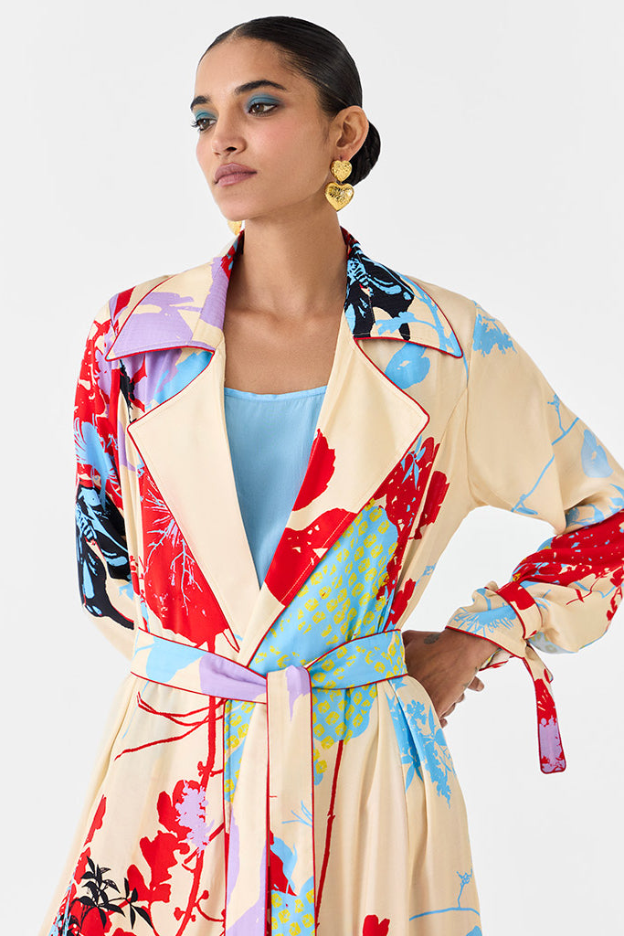 Cream Ikigai Trench Coat & Ombre Slip Dress SETS IKKIVI
