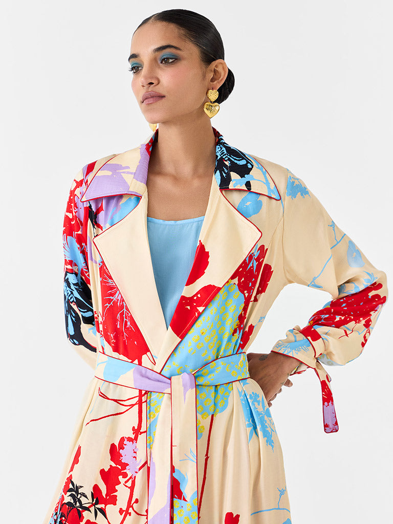 Cream Ikigai Trench Coat & Ombre Slip Dress SETS IKKIVI
