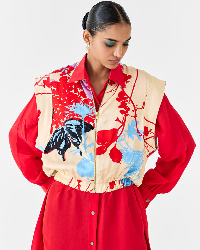 Cream Ikigai Bolero & Shirt Dress Set SETS IKKIVI