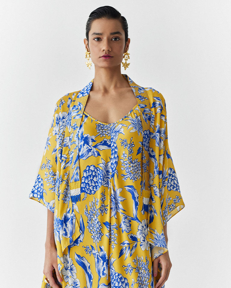 Yellow Pineapple Jumpsuit & Cape Set SETS IKKIVI