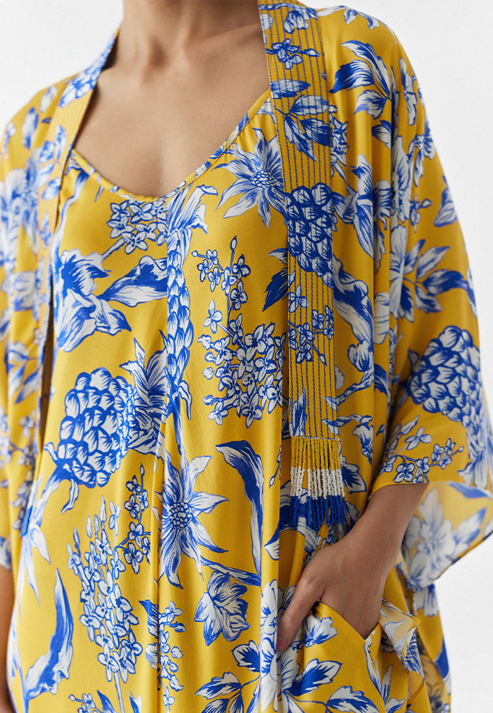 Yellow Pineapple Jumpsuit & Cape Set SETS IKKIVI