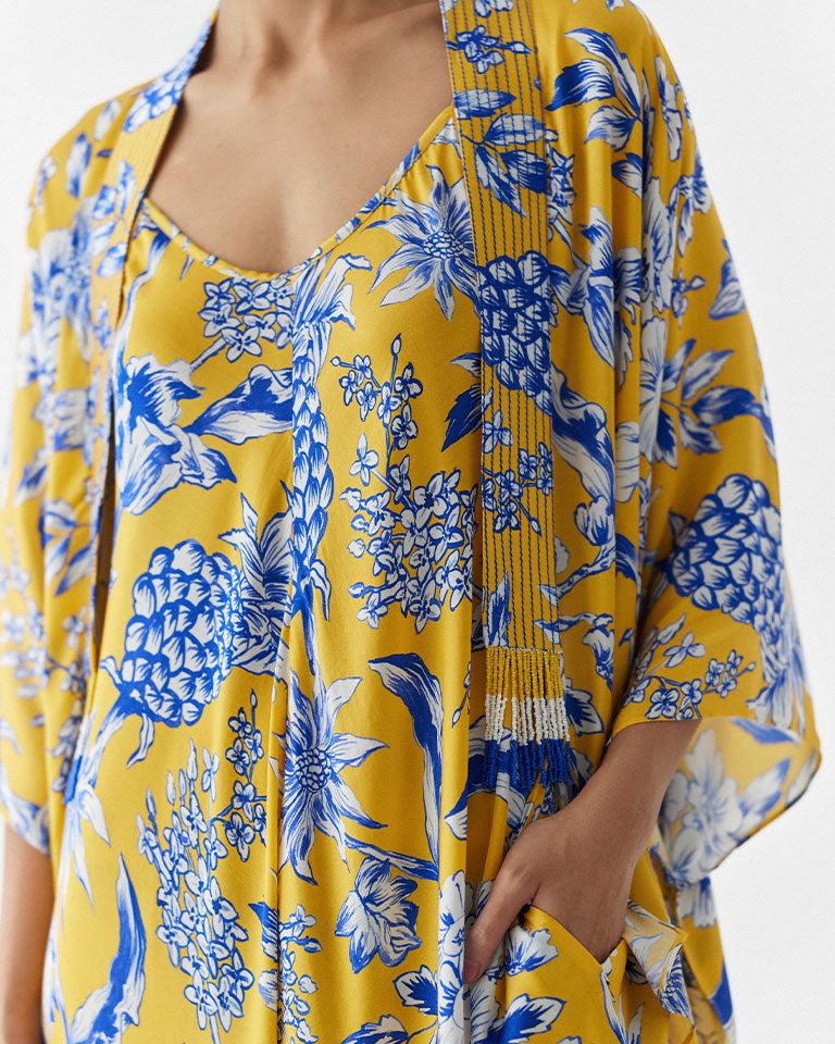Yellow Pineapple Jumpsuit & Cape Set SETS IKKIVI