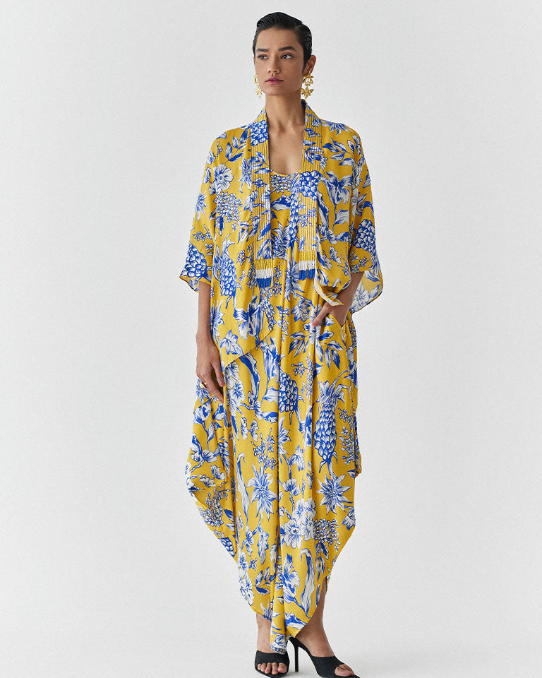 Yellow Pineapple Jumpsuit & Cape Set SETS IKKIVI