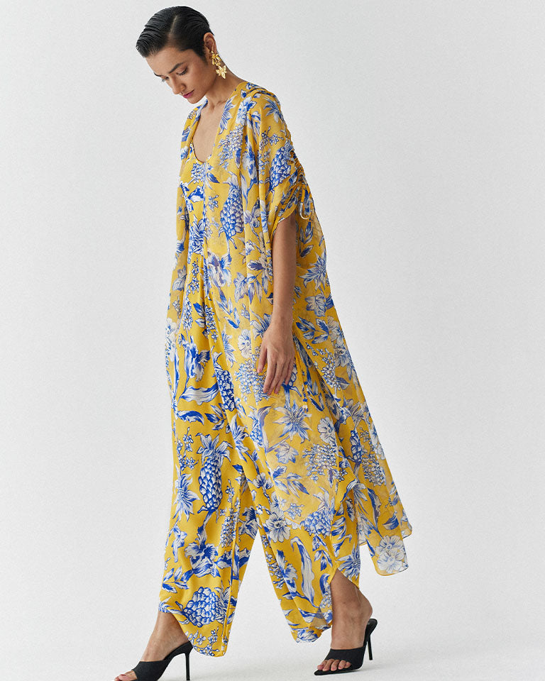 Yellow Pineapple Jumpsuit & Cape Set SETS IKKIVI