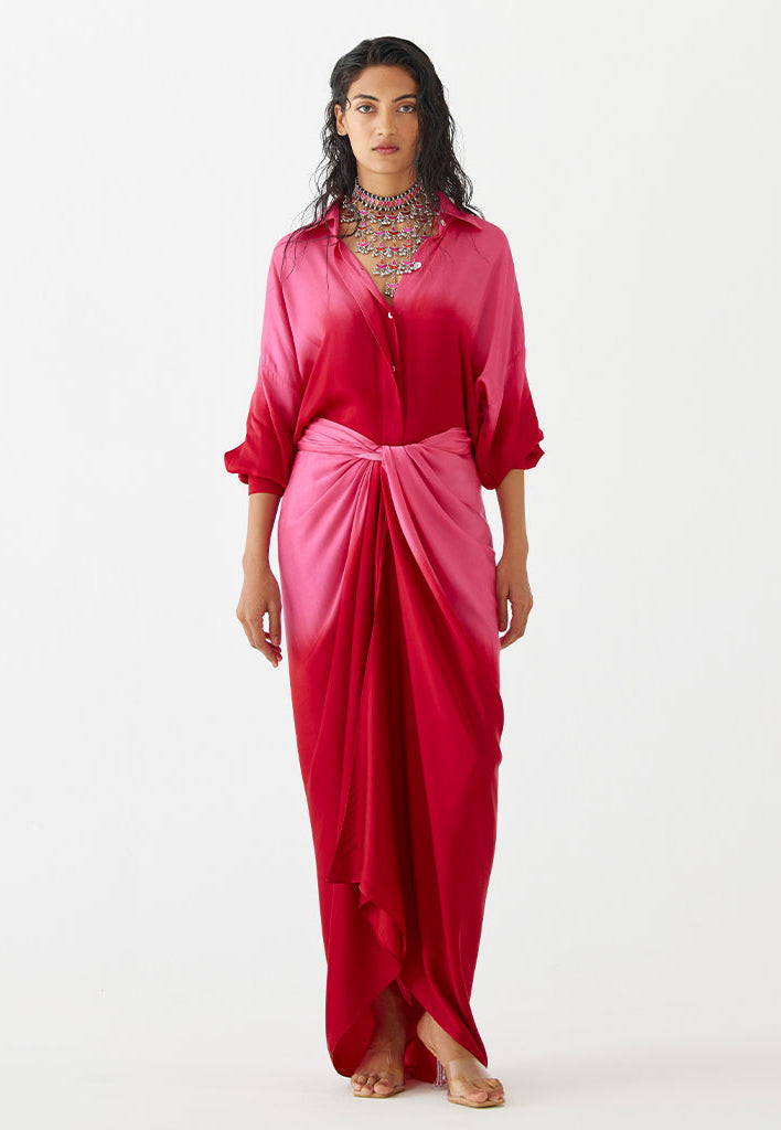 Ruby Shirt Draped Dress DRESSES IKKIVI
