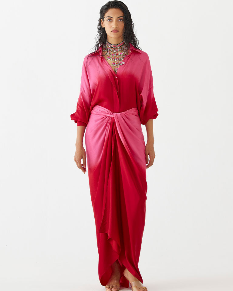 Ruby Shirt Draped Dress DRESSES IKKIVI