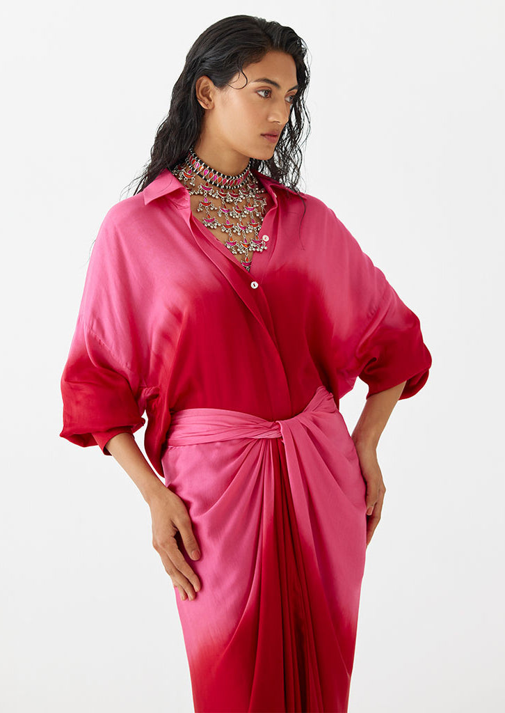 Ruby Shirt Draped Dress DRESSES IKKIVI