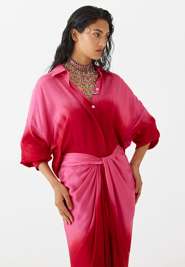Ruby Shirt Draped Dress DRESSES IKKIVI