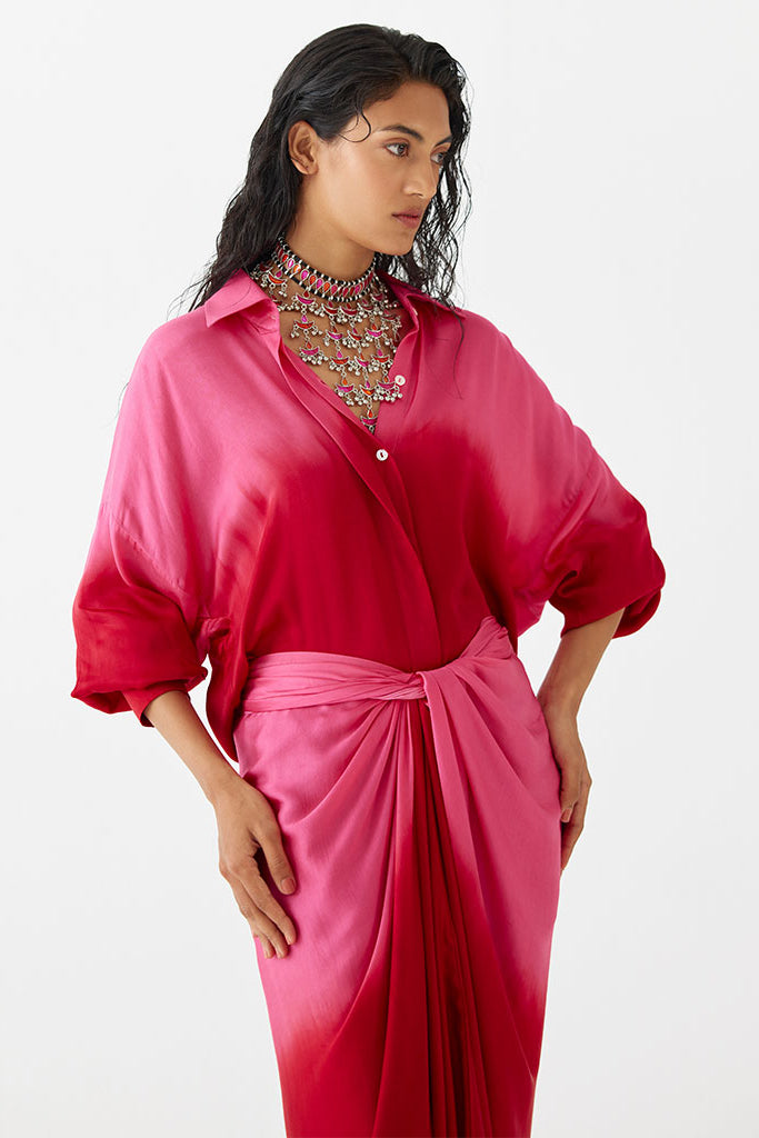 Ruby Shirt Draped Dress DRESSES IKKIVI