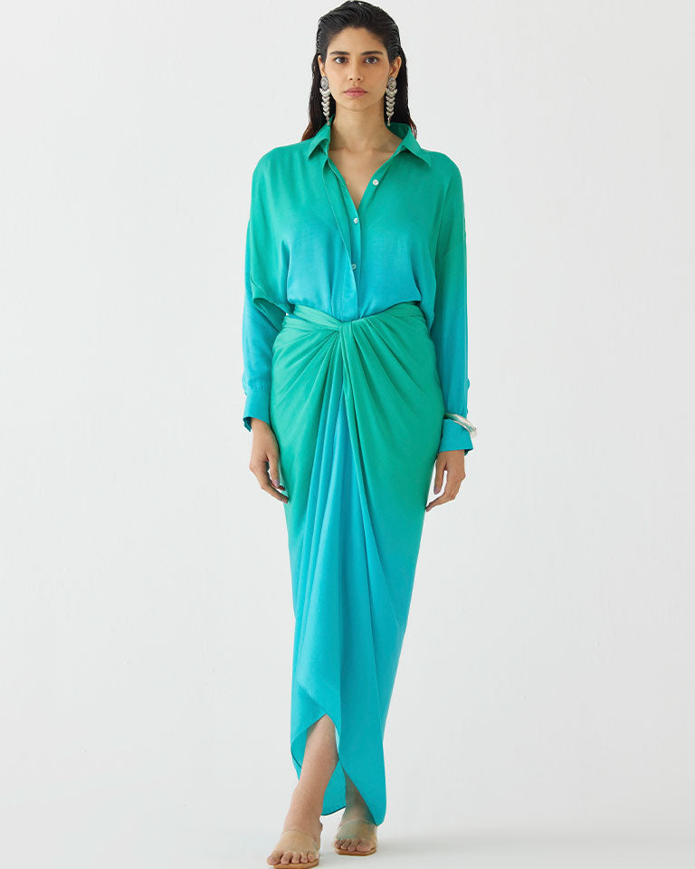 Caspian Shirt Draped Dress DRESSES IKKIVI
