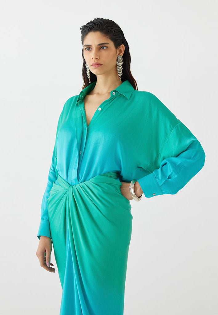Caspian Shirt Draped Dress DRESSES IKKIVI