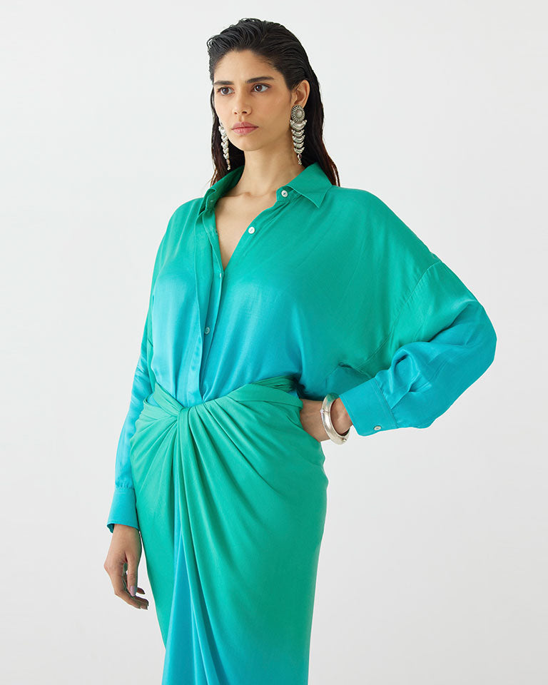 Caspian Shirt Draped Dress DRESSES IKKIVI