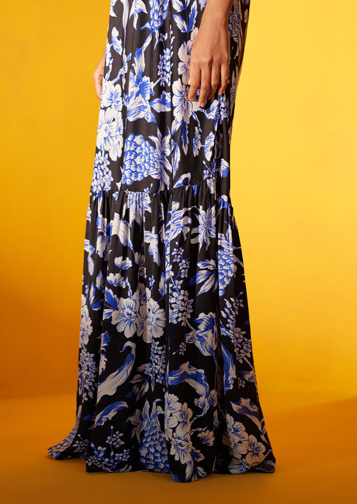 Black Pineapple Halter Dress DRESSES IKKIVI