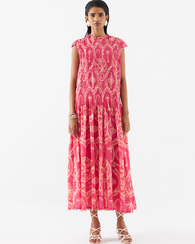 Areca Palm Ruching Dress DRESSES IKKIVI