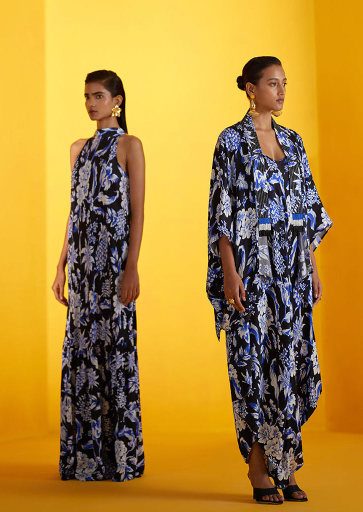 Black Pineapple Halter Dress DRESSES IKKIVI