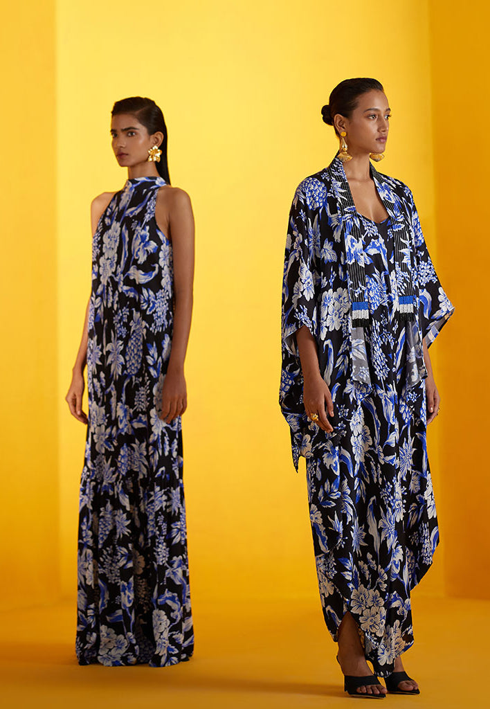 Black Pineapple Halter Dress DRESSES IKKIVI