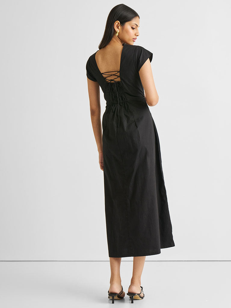 Ruched Dress with Front Slit DRESSES Reistor
