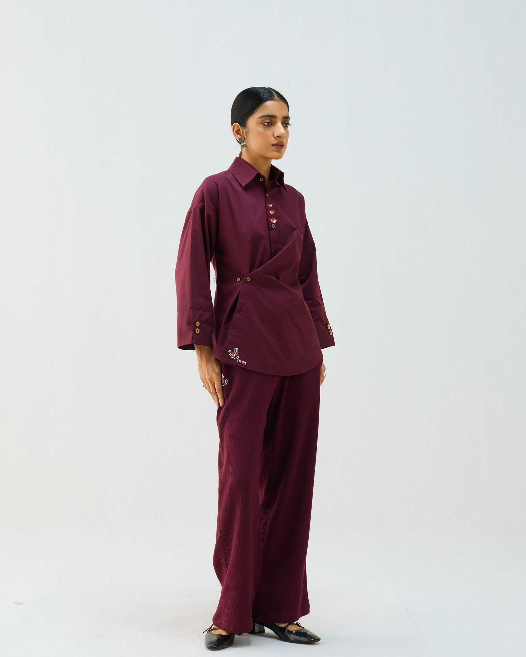 Stillness Organic Cotton Wrap Shirt TOPS SUI
