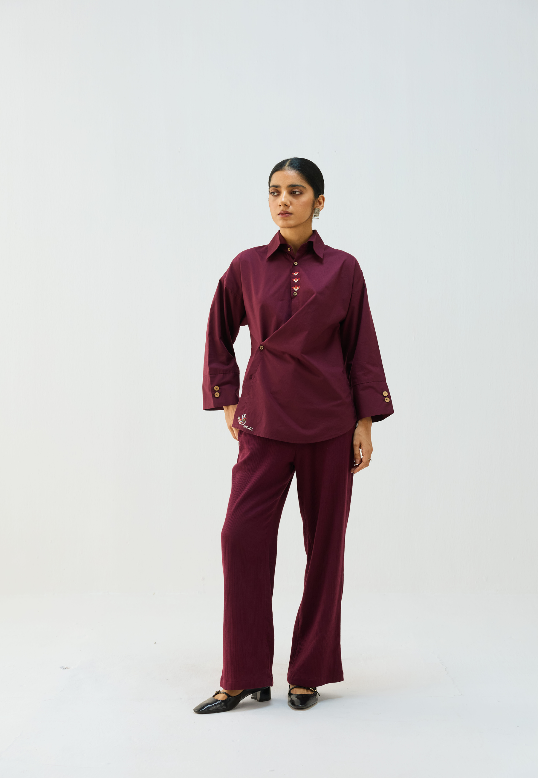 Stillness Organic Cotton Wrap Shirt TOPS SUI