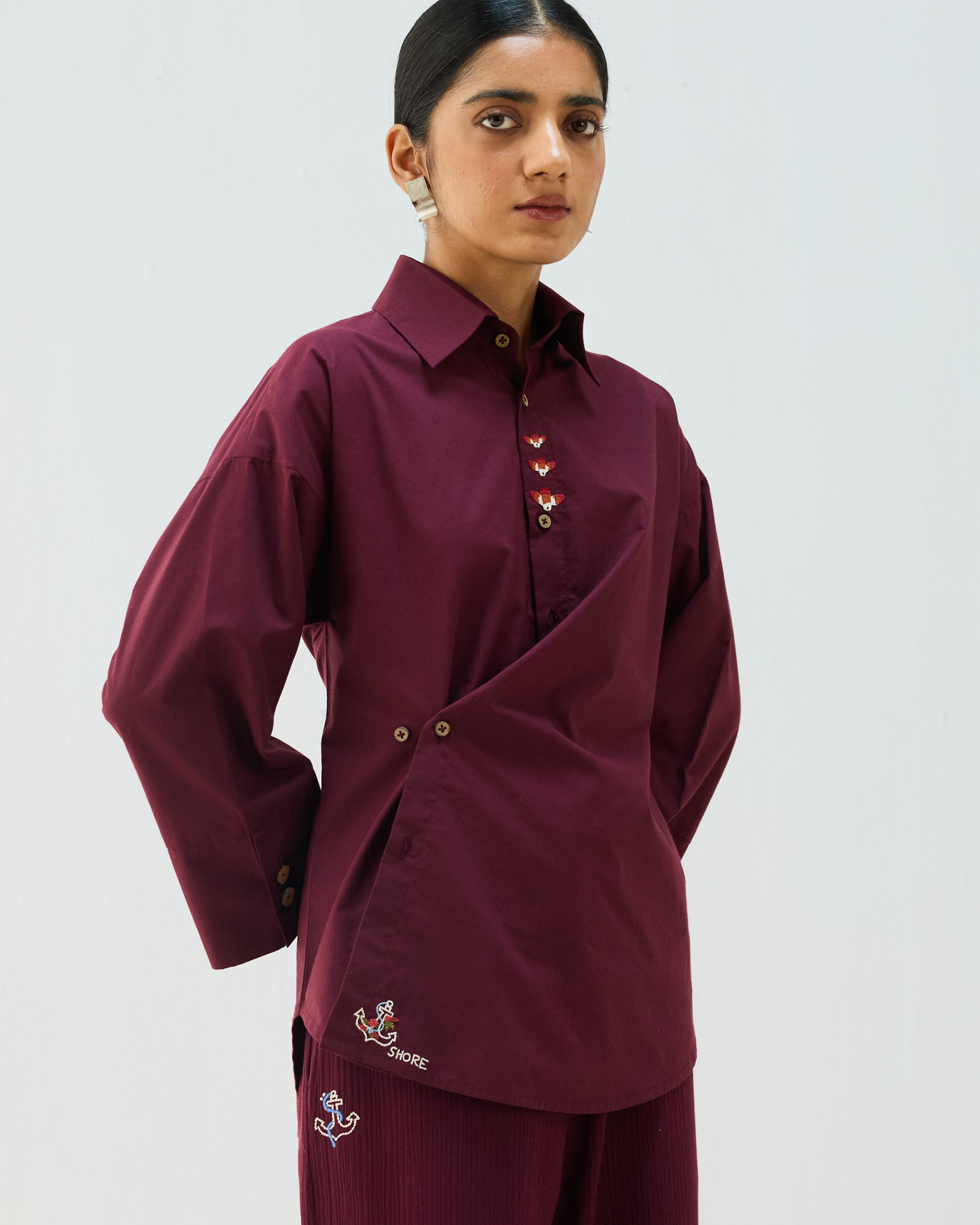 Stillness Organic Cotton Wrap Shirt TOPS SUI