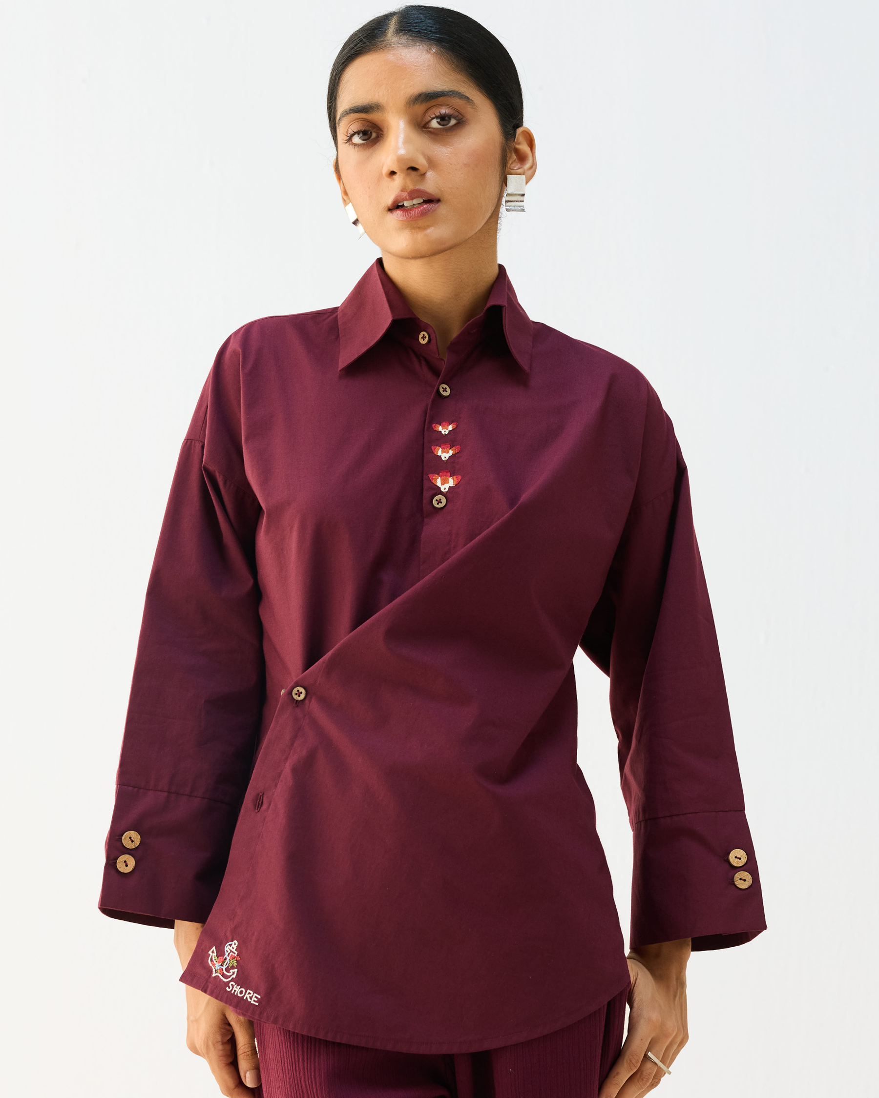 Stillness Organic Cotton Wrap Shirt TOPS SUI