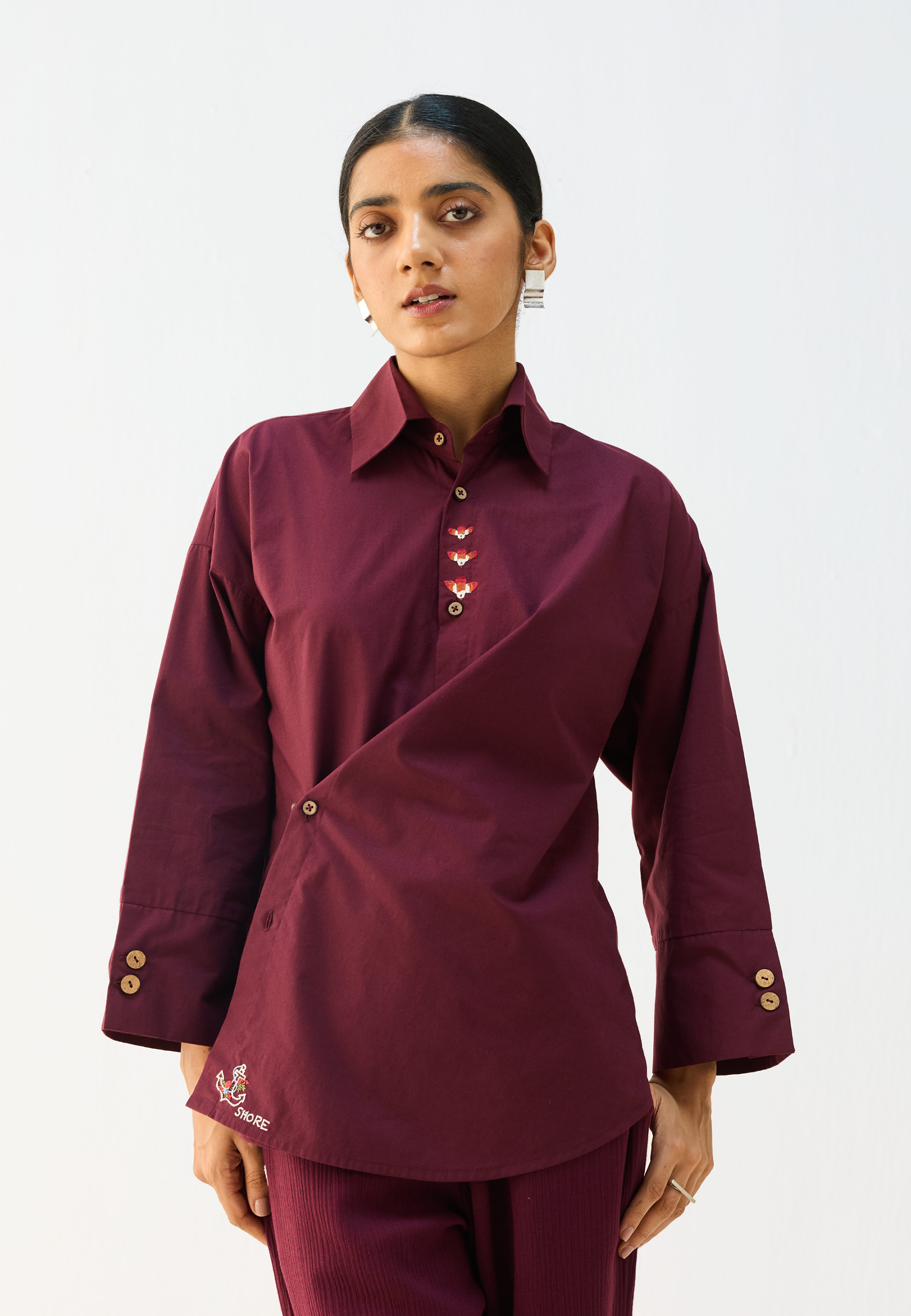 Stillness Organic Cotton Wrap Shirt TOPS SUI