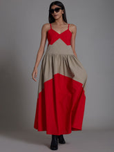 Load image into Gallery viewer, Strap Red &amp; Beige Dress DRESSES Mati   
