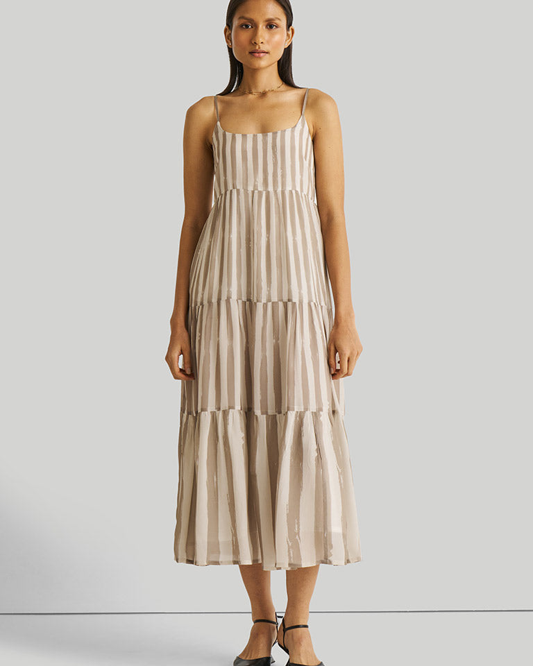 Strappy Ecru Tiered Maxi Dress DRESSES Reistor