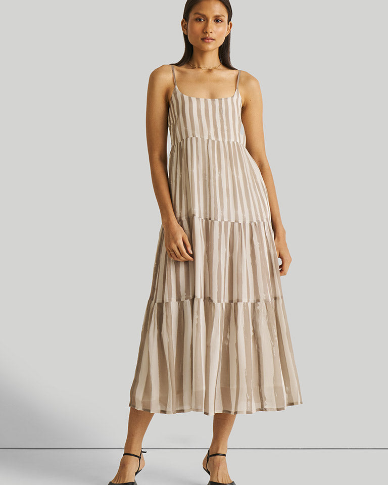 Strappy Ecru Tiered Maxi Dress DRESSES Reistor