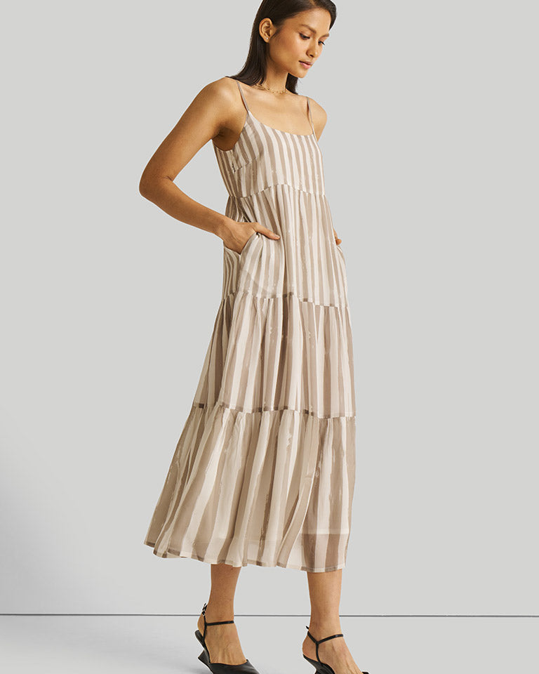 Strappy Ecru Tiered Maxi Dress DRESSES Reistor