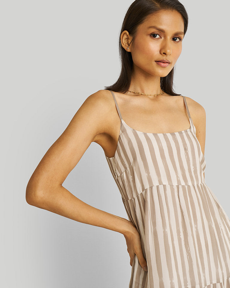 Strappy Ecru Tiered Maxi Dress DRESSES Reistor