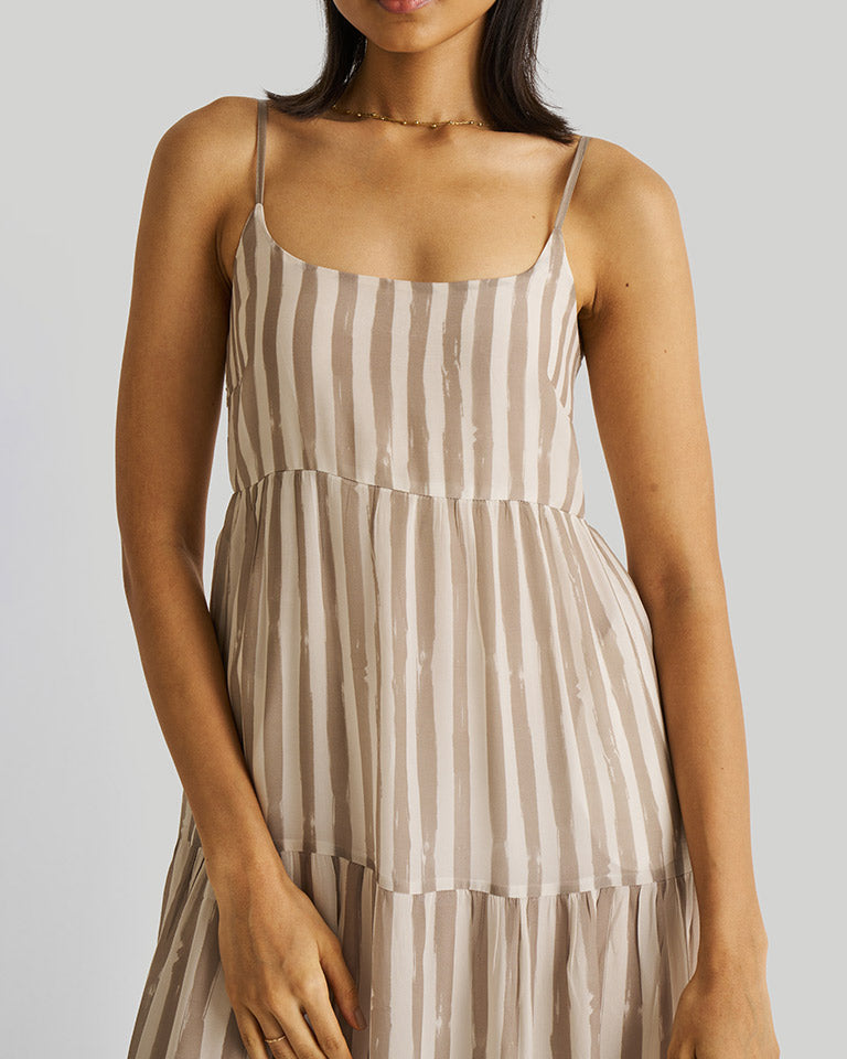 Strappy Ecru Tiered Maxi Dress DRESSES Reistor