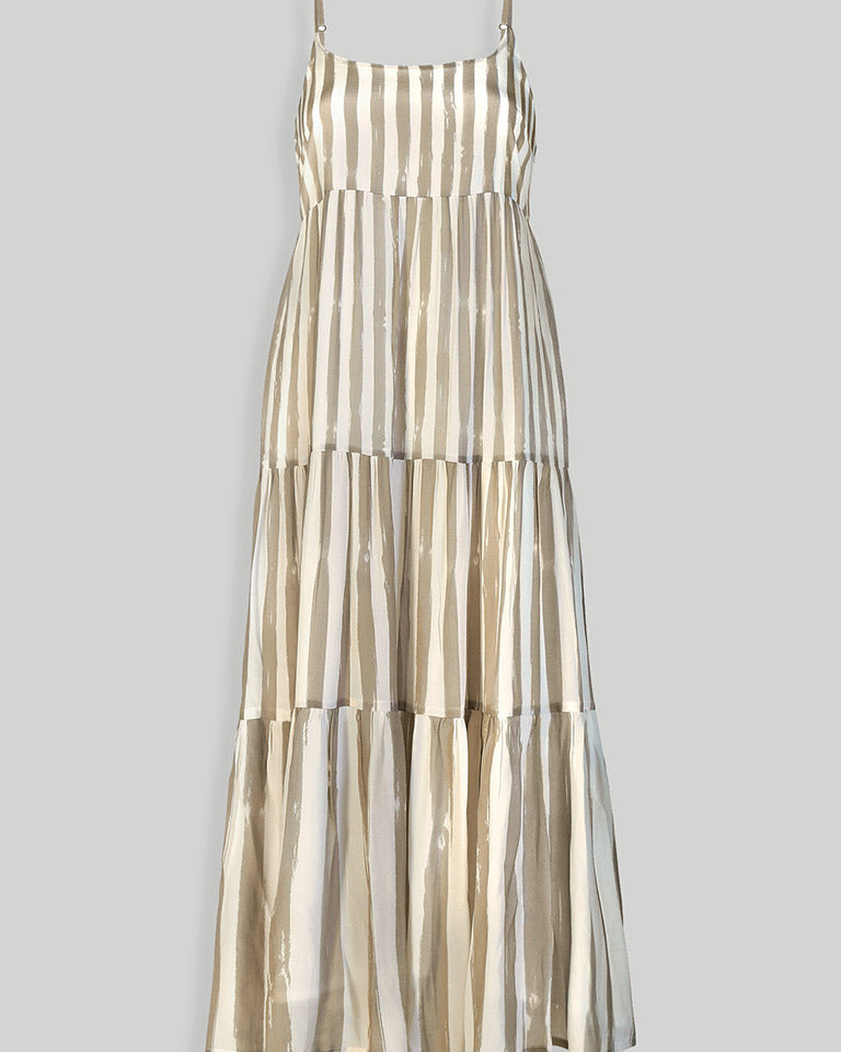 Strappy Ecru Tiered Maxi Dress DRESSES Reistor