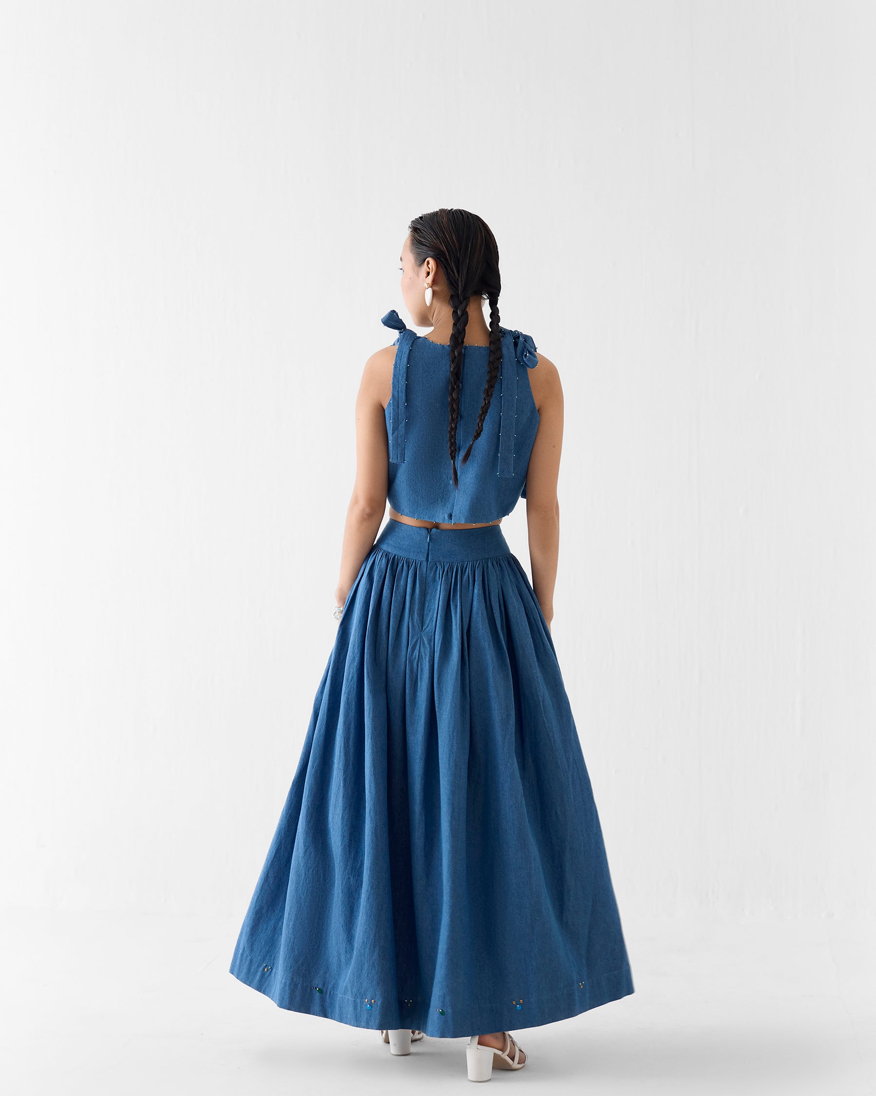 Indigo Crop Top & Skirt Set SETS IKKIVI