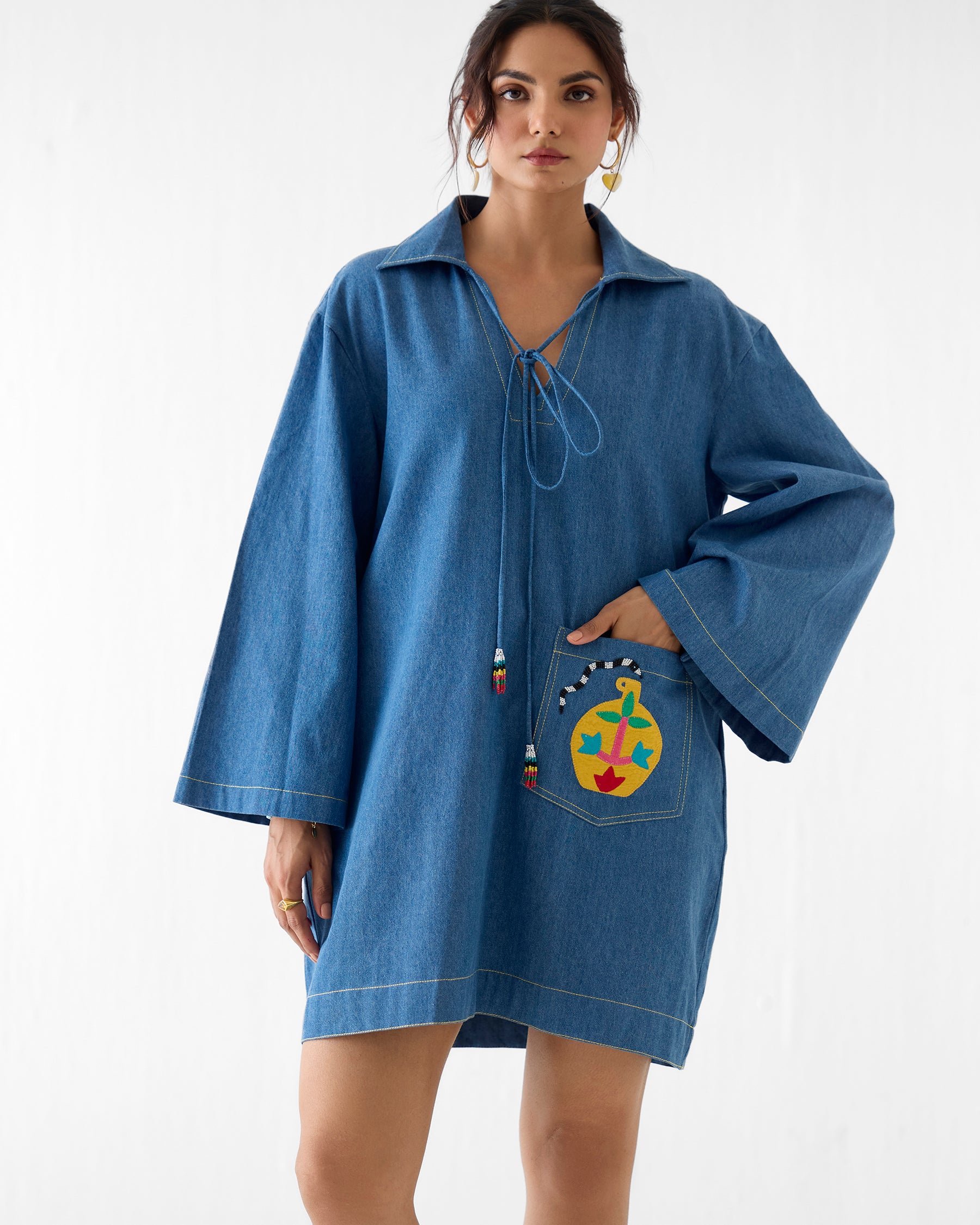 Indigo Short Dress DRESSES IKKIVI