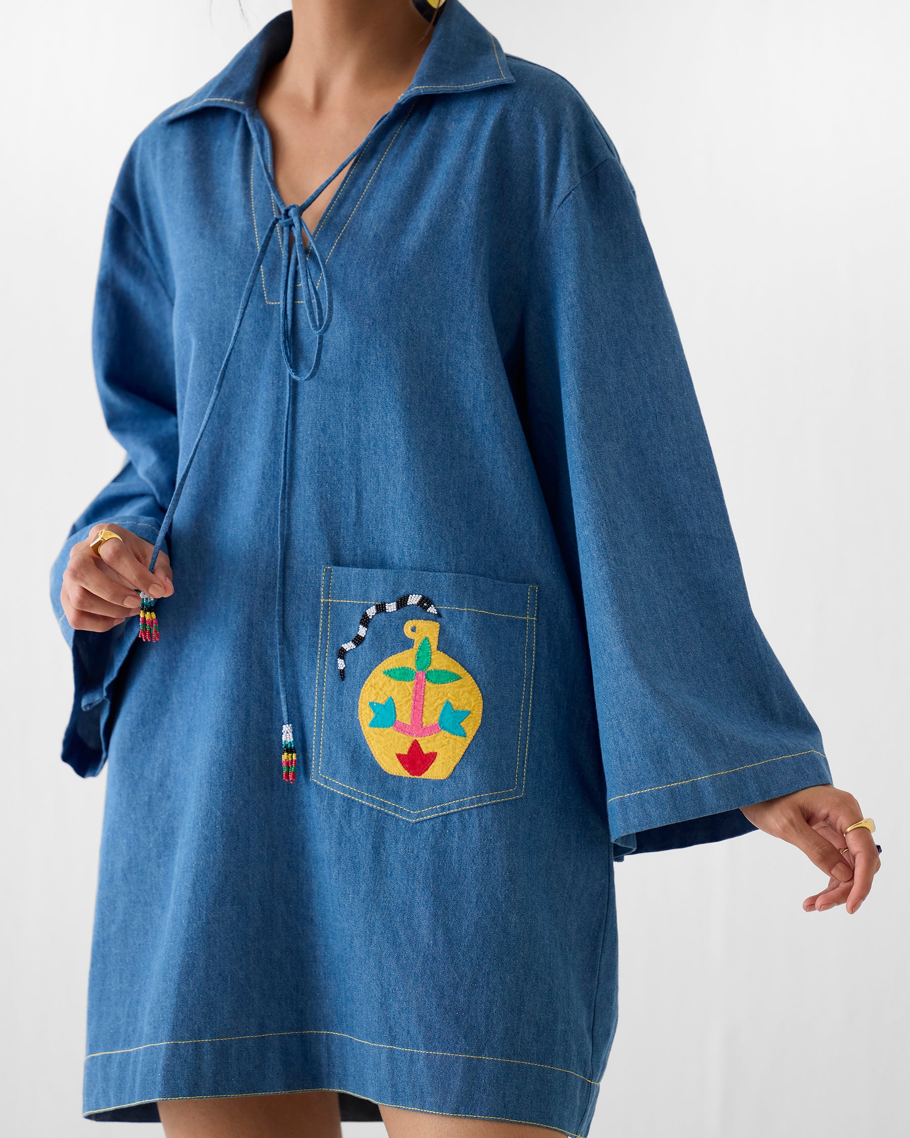 Indigo Short Dress DRESSES IKKIVI