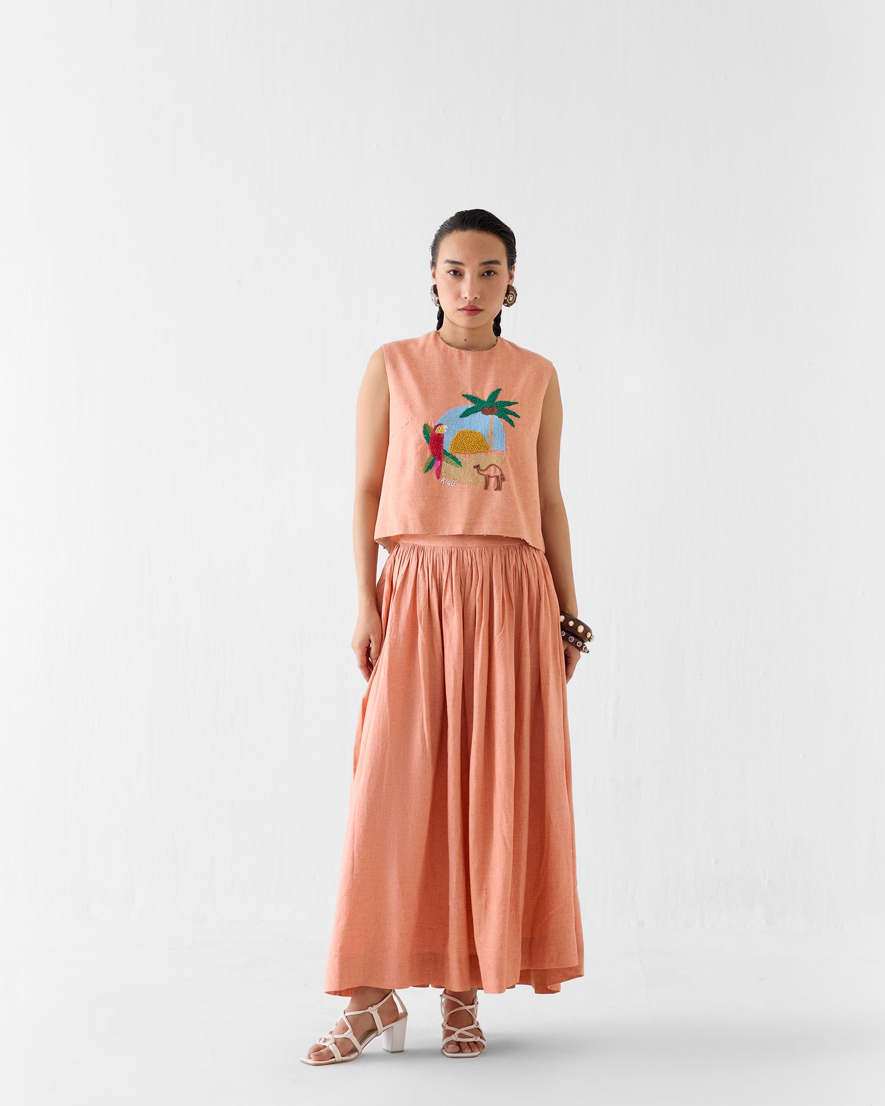 Sahara Linen Crop Top & Skirt Set SETS IKKIVI