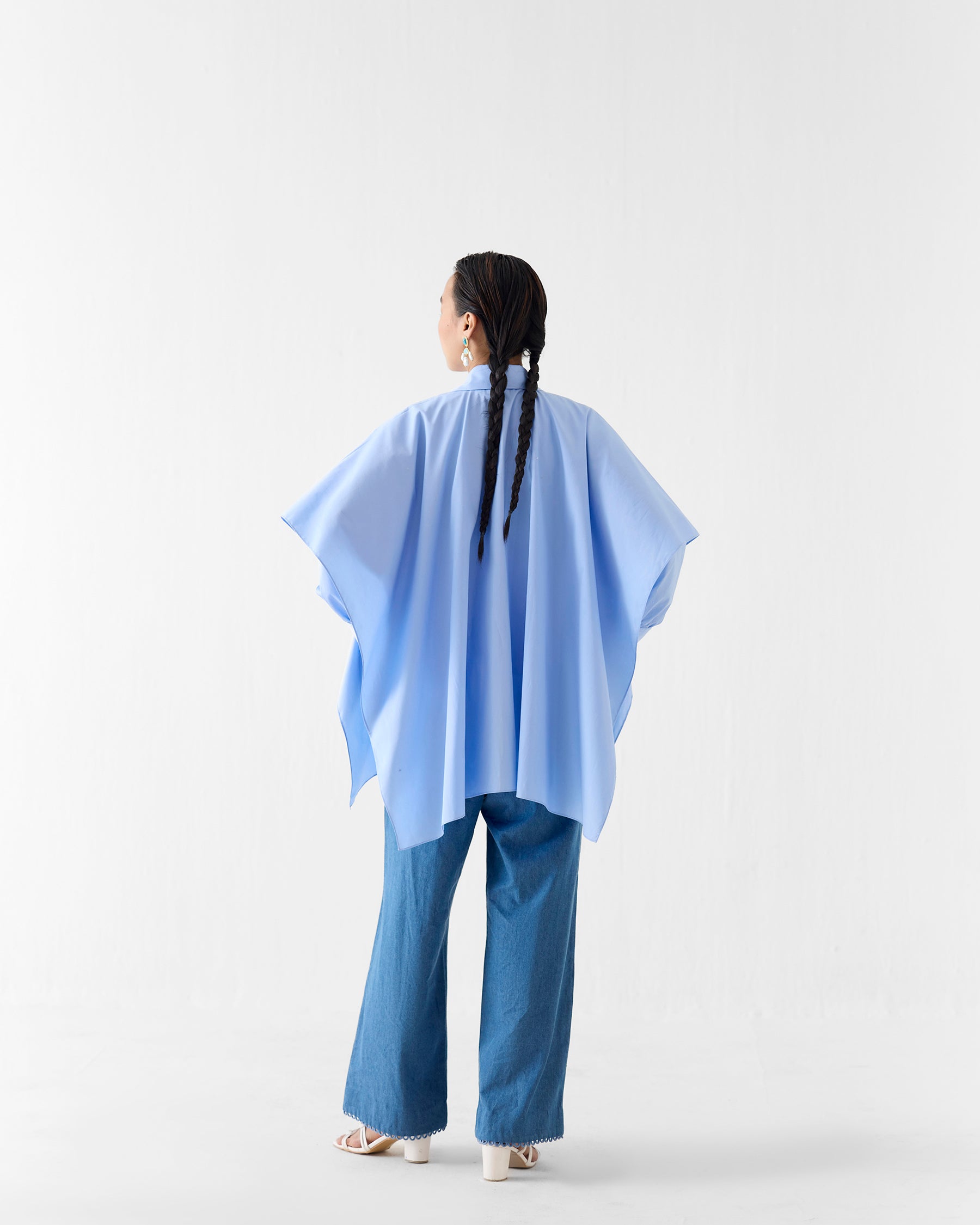 Azure Layered Poplin Shirt TOPS IKKIVI