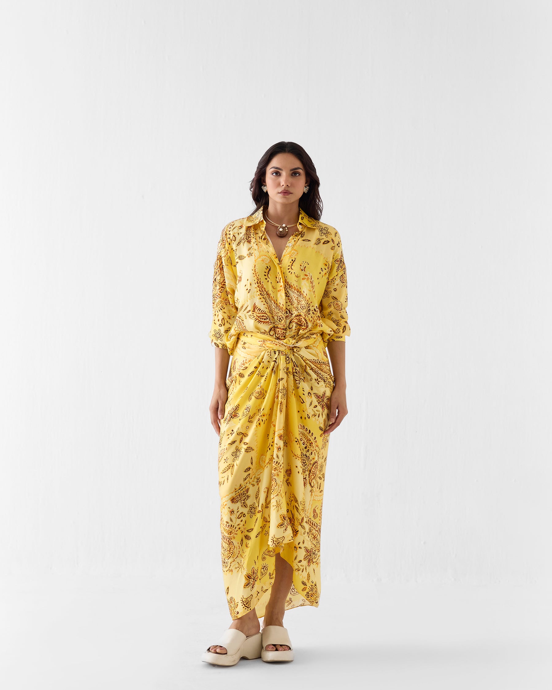 Ambi Draped Shirt Dress DRESSES IKKIVI