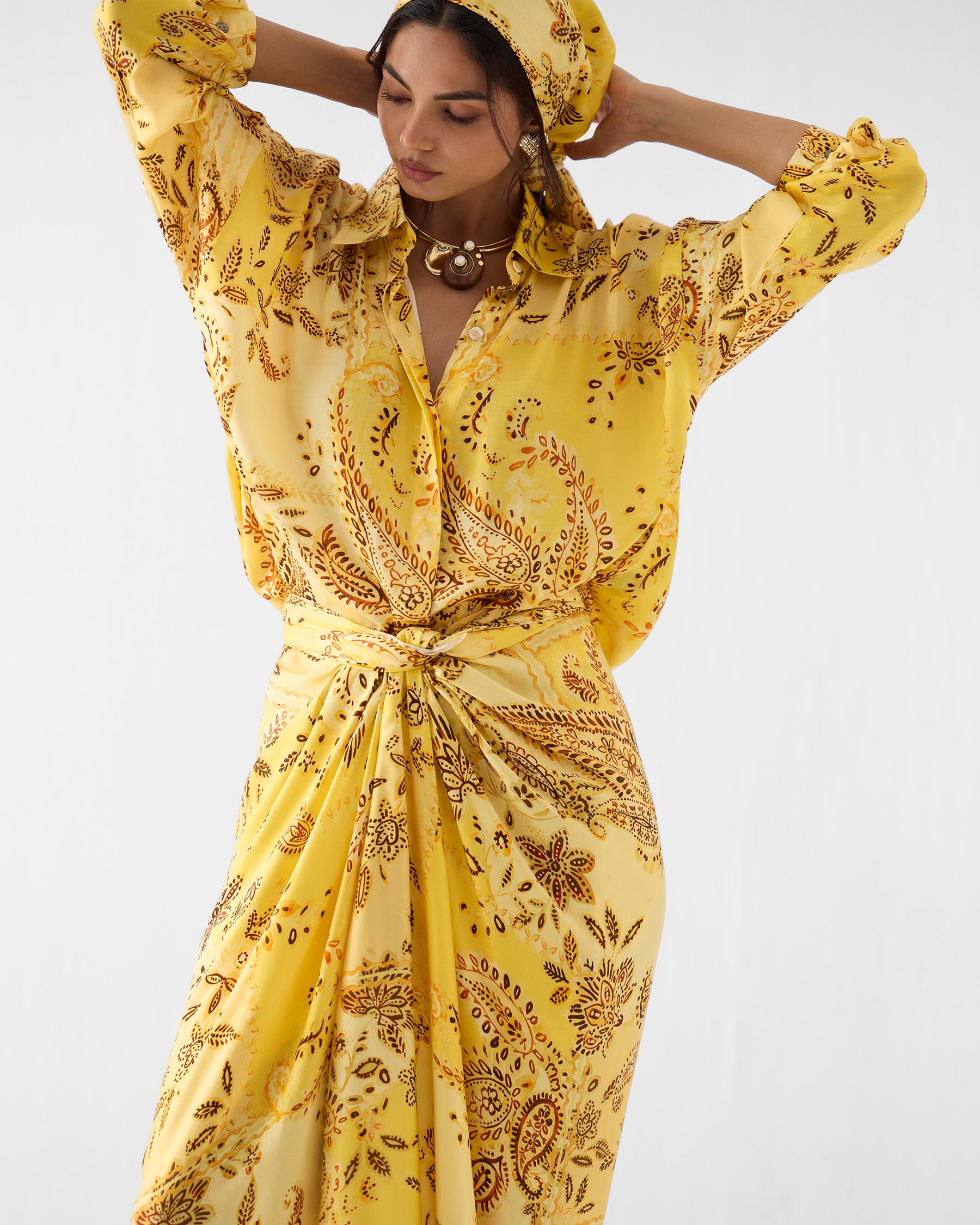Ambi Draped Shirt Dress DRESSES IKKIVI