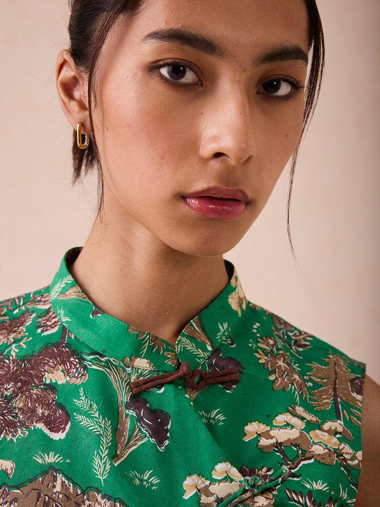 The Evergreen Luck Cheongsam Blouse TOPS SUI