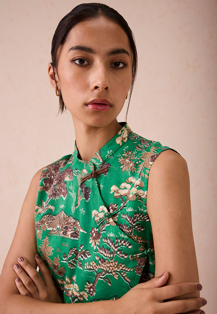 The Evergreen Luck Cheongsam Blouse TOPS SUI