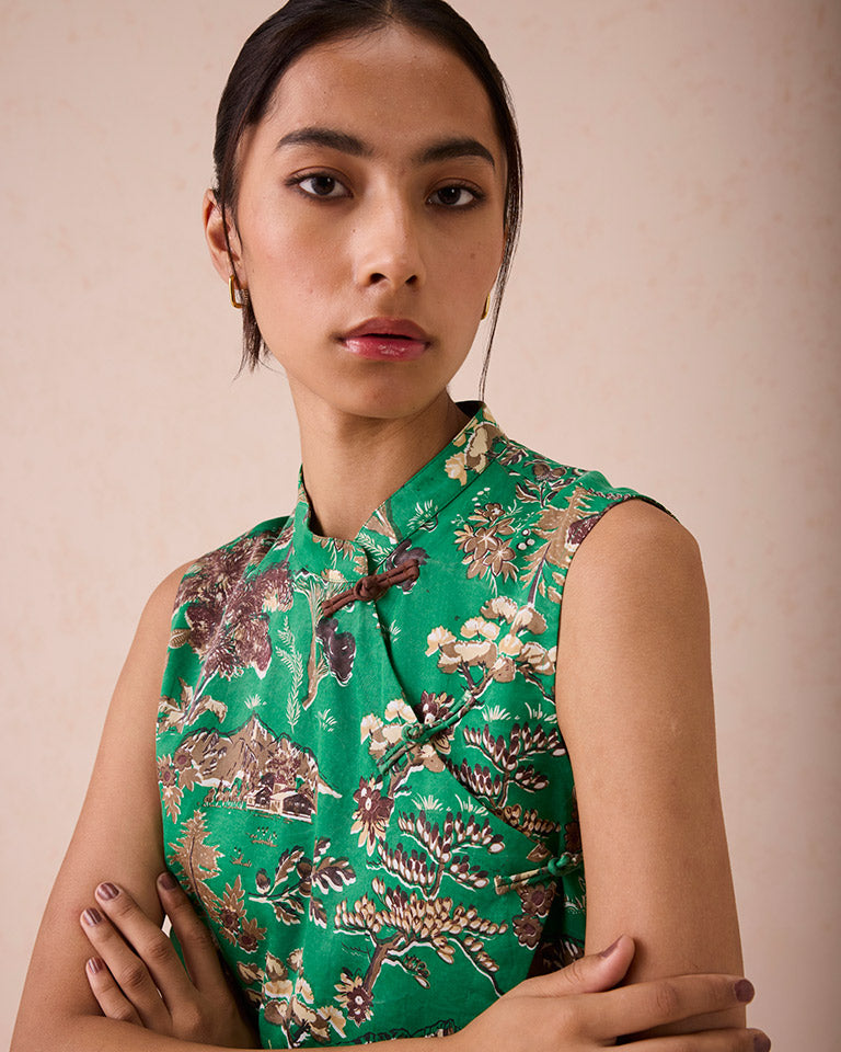 The Evergreen Luck Cheongsam Blouse TOPS SUI