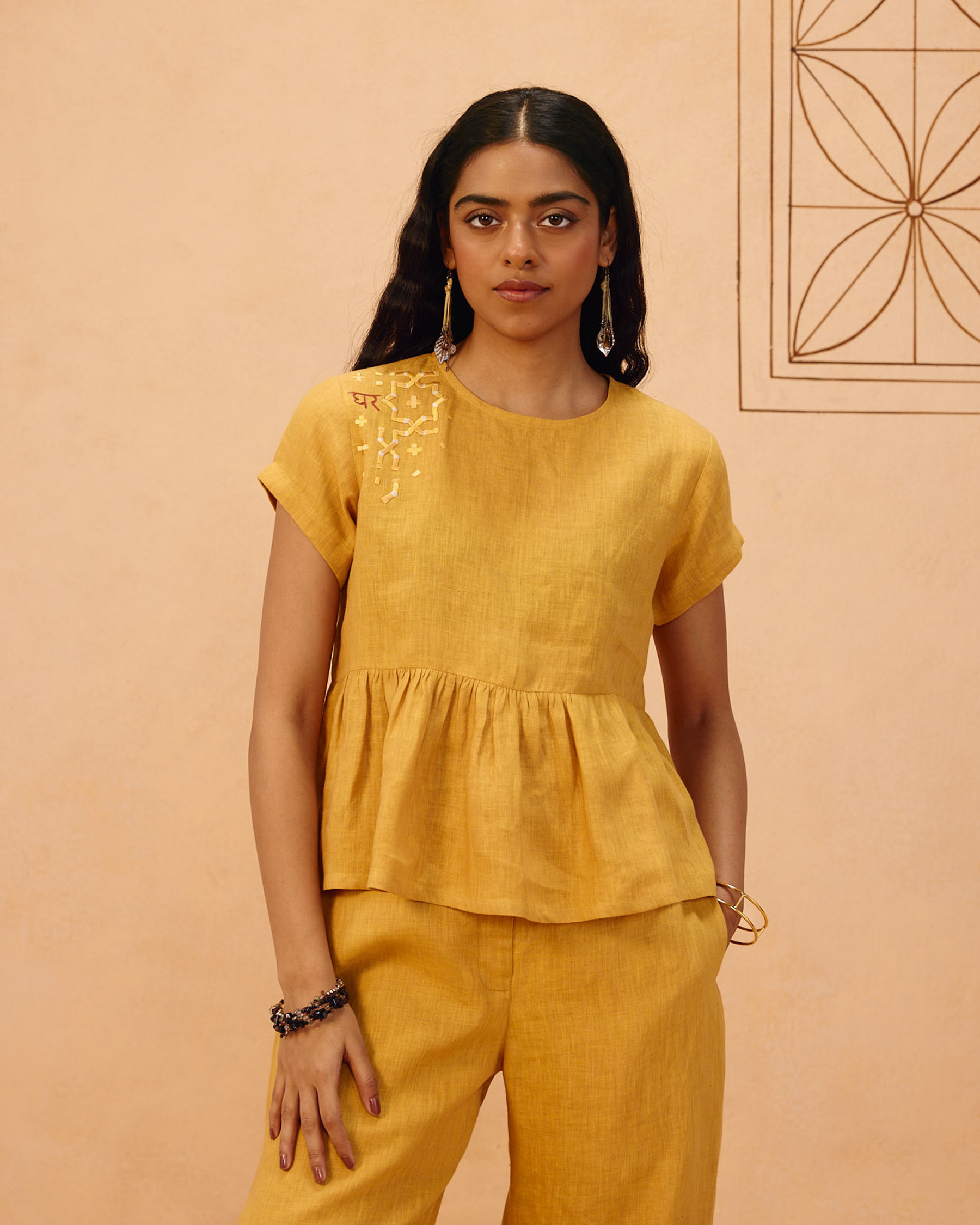 The Ghar Linen Peplum Top TOPS SUI