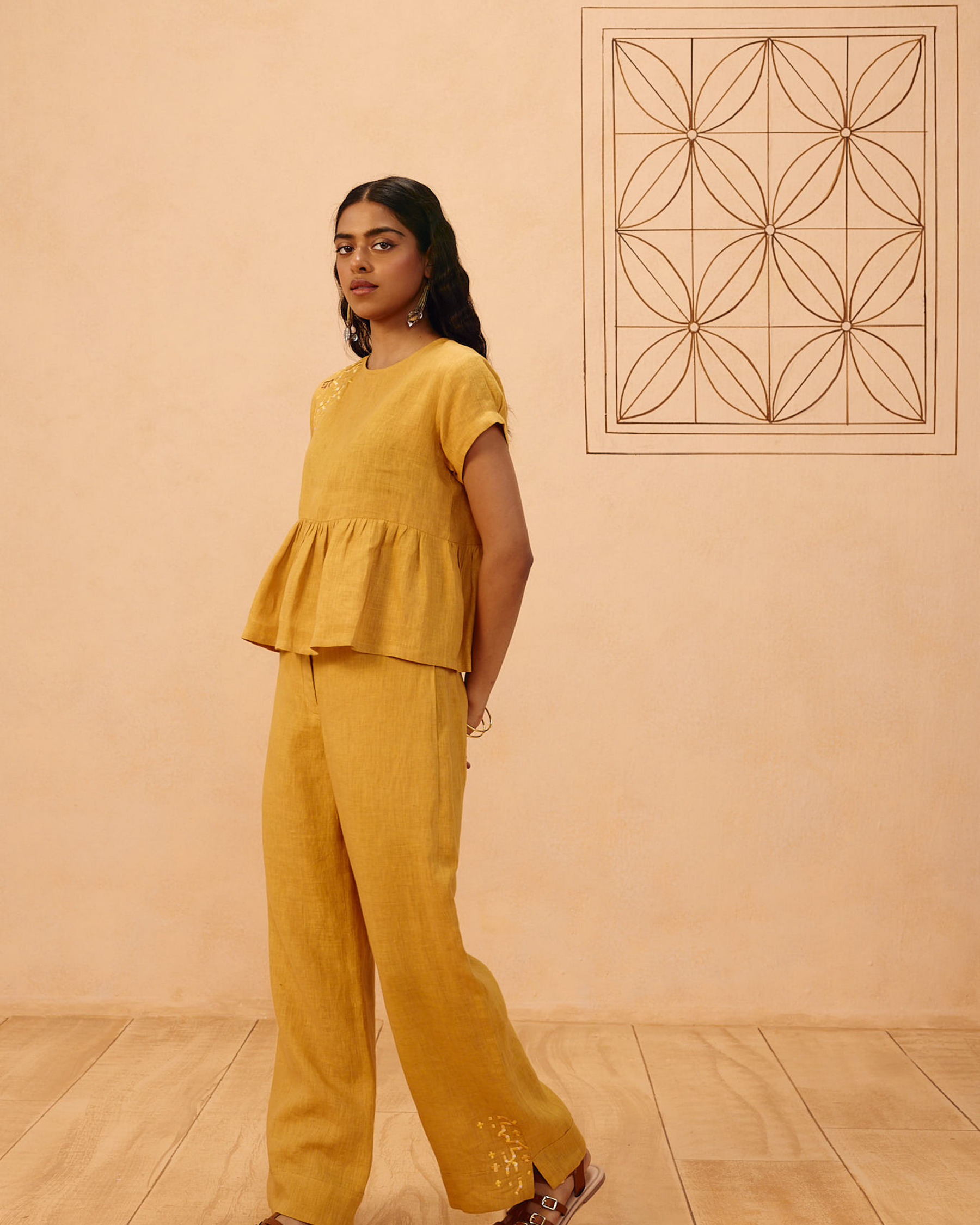 The Ghar Linen Peplum Top TOPS SUI