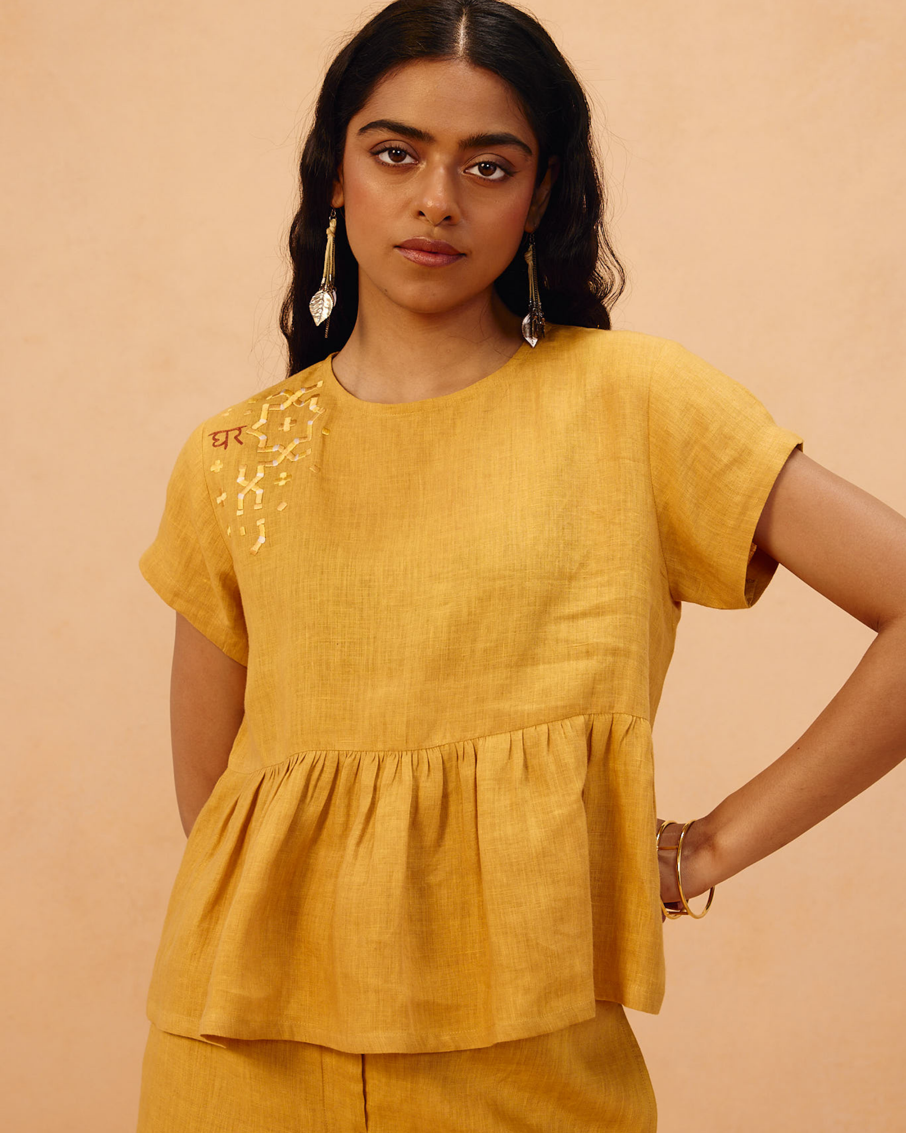 The Ghar Linen Peplum Top TOPS SUI