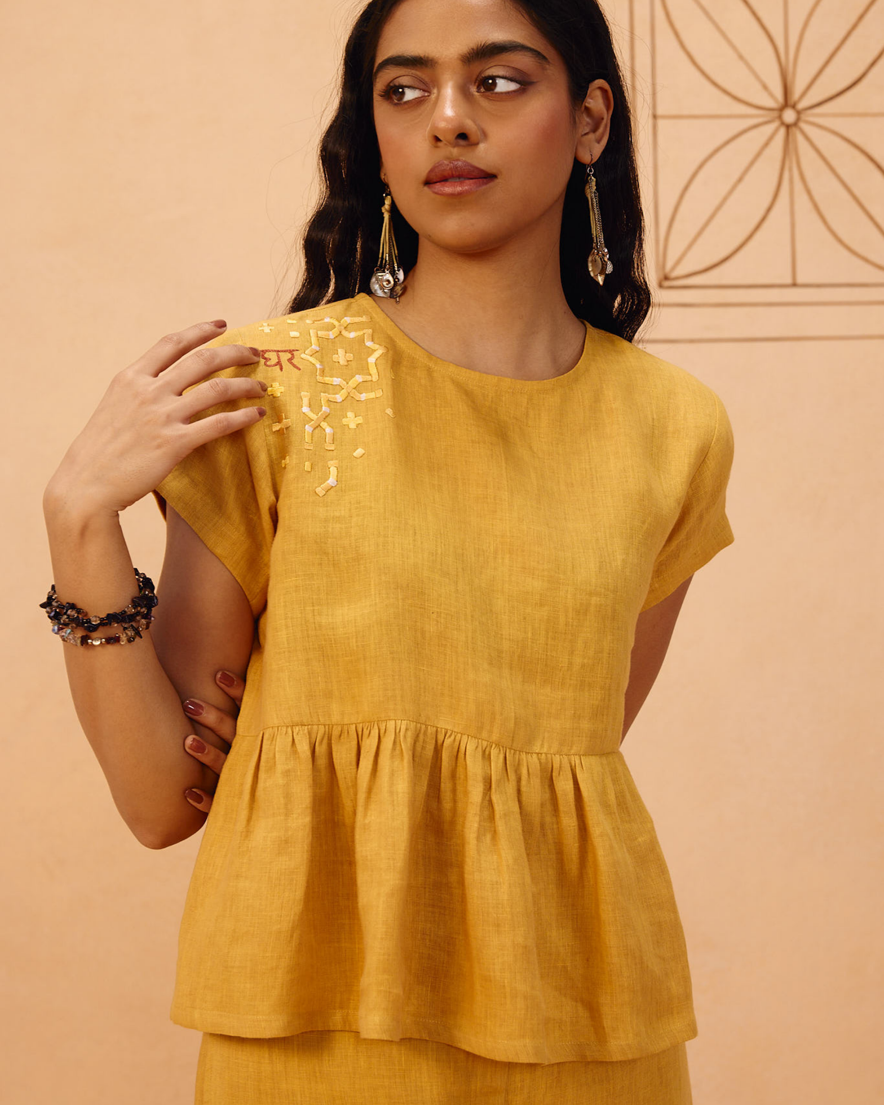 The Ghar Linen Peplum Top TOPS SUI