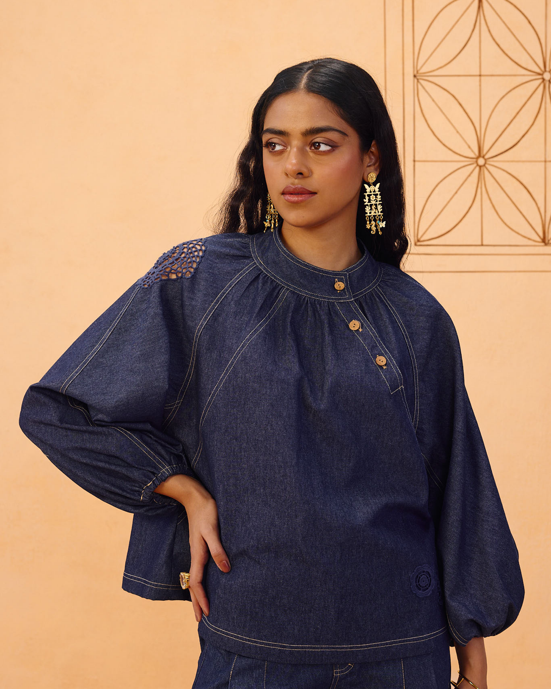 The Jaali Sustainable Denim Top TOPS SUI